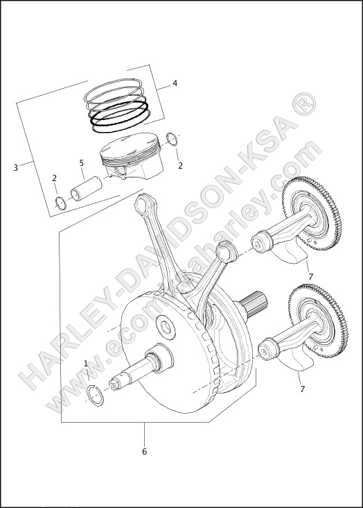 PISTONS AND FLYWHEEL ASSEMBLY - Milwaukee-eight™ 107